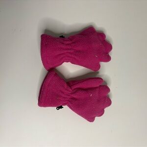 Toddler Pink Fleece Paw Print Mittens
